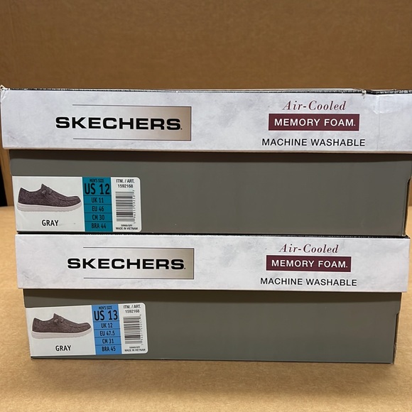 NEW - Skechers Men Canvas Slip-On Shoes (Gray) - Picture 8 of 9